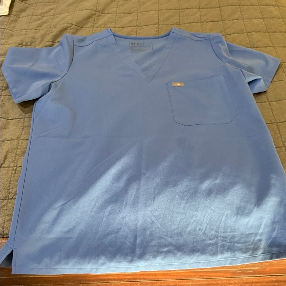 Figs ceil Blue V-Neck Scrub Top